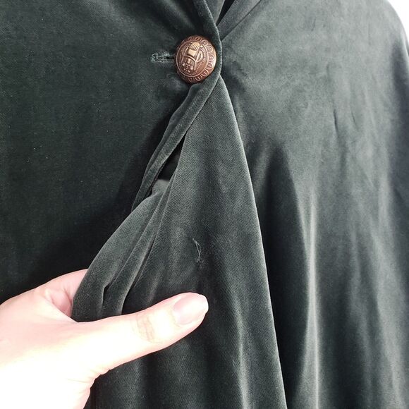 Excalibor Renaissance Fair Cloak Cape Emerald Green Velvet Hooded Medieval LARP - Picture 4 of 16